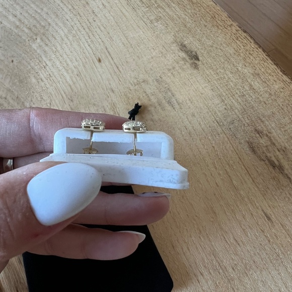 Moissanite Rounded Square Earrings 0.36 CTW, VVS D Color – 925 Silver, Gold - Picture 5 of 6